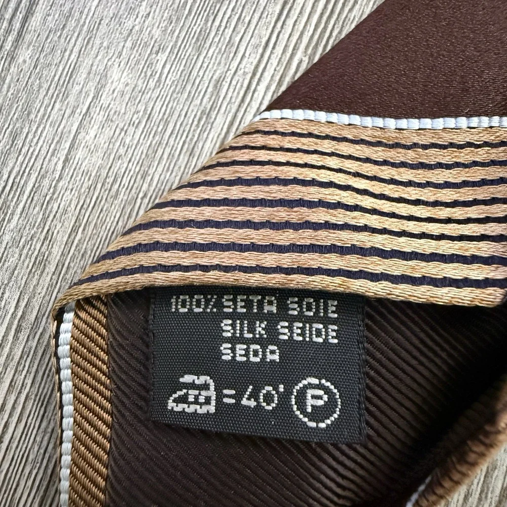 Ermenegildo Zegna Men's‎ 100% Silk Striped Brown Tie